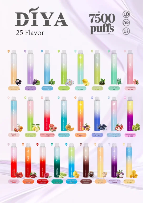 DIYA叮啞 7500口拋棄式｜10ml大油量防漏，500mAh，台灣現貨正品安全超取