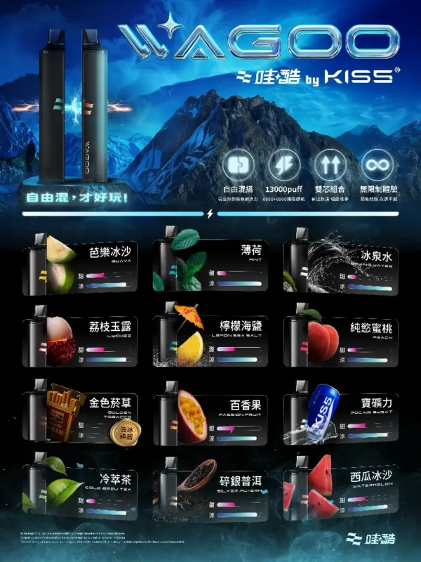 WAGOO哇酷 KIS5 6500口拋棄式｜雙芯混搭防漏，78種風味，台灣正品現貨快速出貨