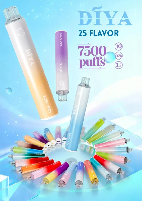 DIYA叮啞 7500口拋棄式｜10ml大油量防漏，500mAh，台灣現貨正品安全超取