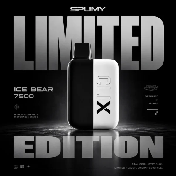 SPUMY冰熊 7500口拋棄式電子煙｜10ml大口數網芯快充，台灣現貨正品安全超取