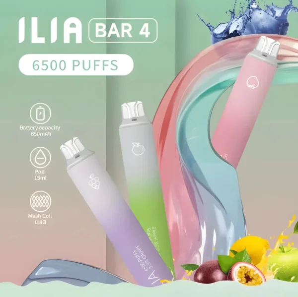 ILIA哩亞 Bar4 6500口拋棄式｜10ml充電防漏，水果冰，台灣正品現貨快速出貨