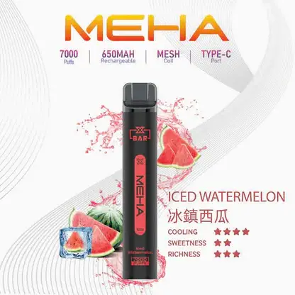 MEHA-XBAR-拋棄式-7000口小黑條-2.webp MEHA XBAR 魅嗨 7000口拋棄式電子煙|Mesh網芯強效涼感,650mAh可充電,台灣正品現貨快速出貨
