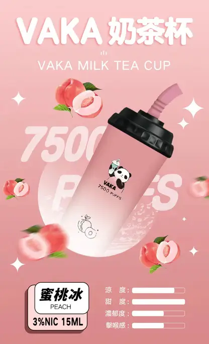 VAKA奶茶杯 7500口拋棄式電子煙｜15ml可充電，水果奶茶涼感，台灣正品現貨快速出貨