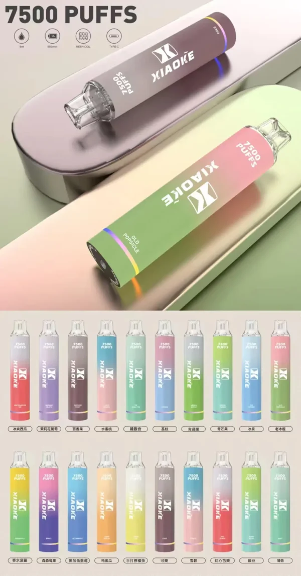 b98cd95cd72e812d1bba90264fbb7ec3.webp XIAOKE梟客 7500口拋棄式|Mesh網芯防漏,8ml可充電,台灣正品現貨快速出貨
