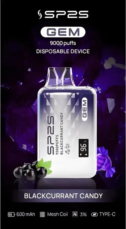 SP2S GEM 9000口拋棄式電子煙｜LED螢幕水晶質感，600mAh可充電，台灣正品現貨快速出貨