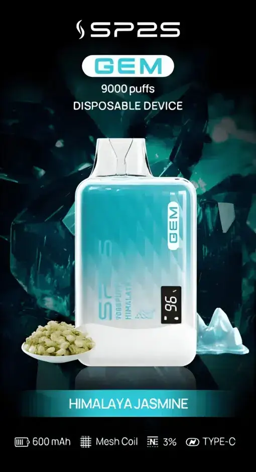 SP2S GEM 9000口拋棄式電子煙｜LED螢幕水晶質感，600mAh可充電，台灣正品現貨快速出貨